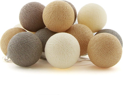 Cotton Ball Lights lichtsnoer Bonbon extension kit bruin 2,4 m met 20 lampen