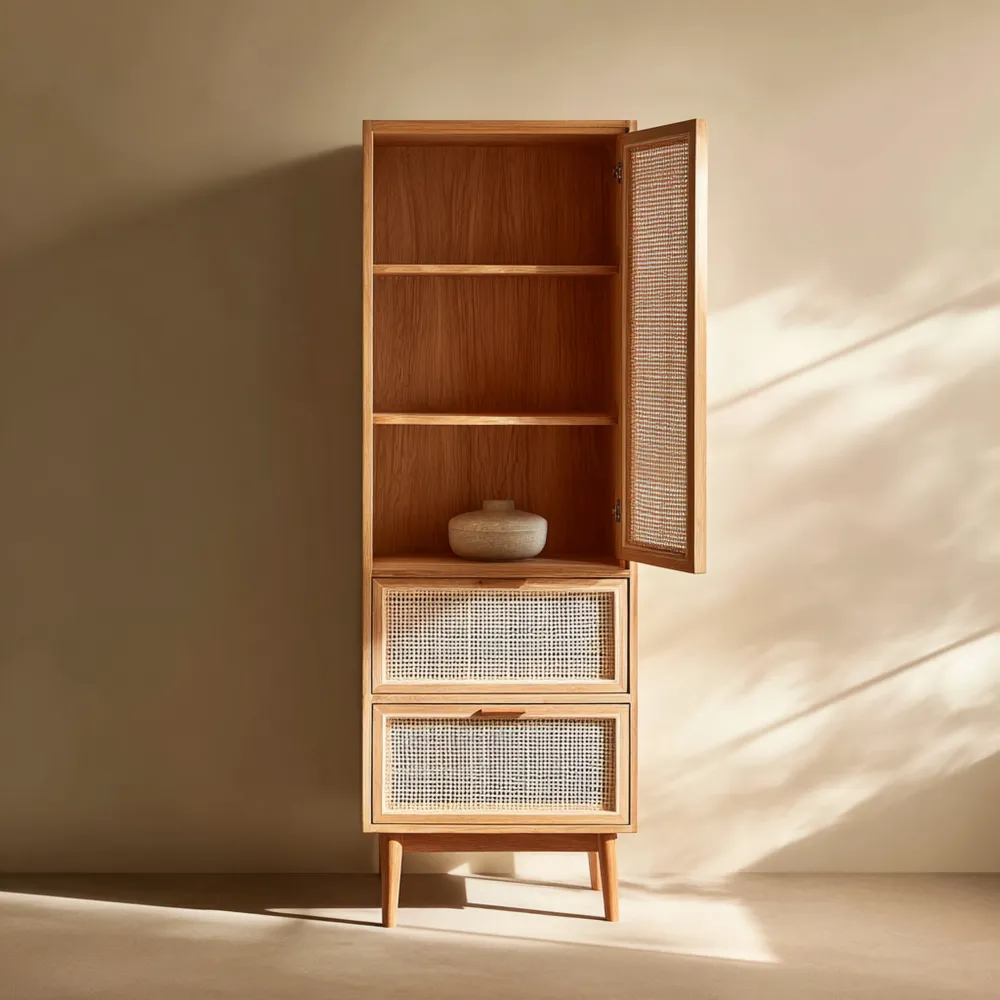 Dekoschrank Holz 180x60x40 cm - Natur - Skandinavisches Design