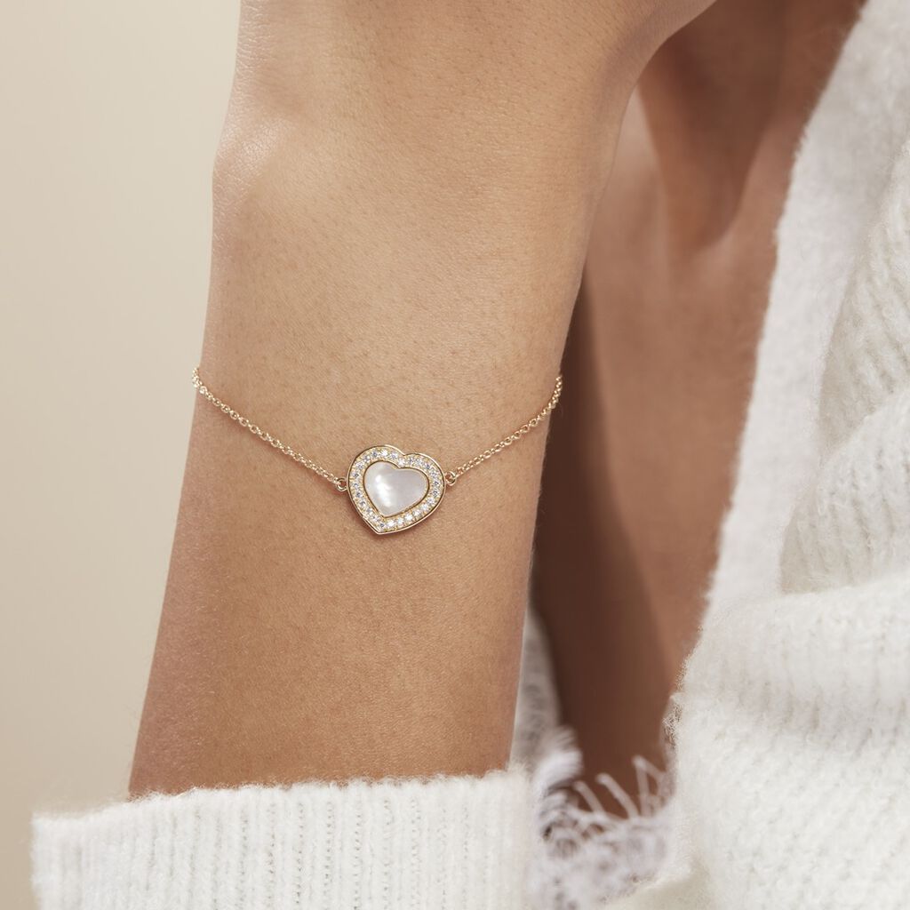 Bracelet Plaqué Or Jaune Aludra Nacre Oxydes De Zirconium
