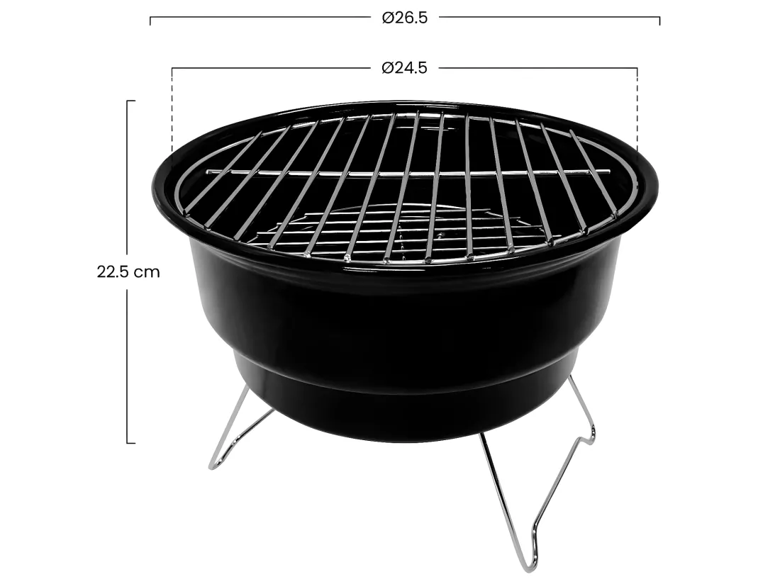Barbecue au charbon de bois avec sac isotherme Marjal Noir Ø26,5x22,5cm 7house