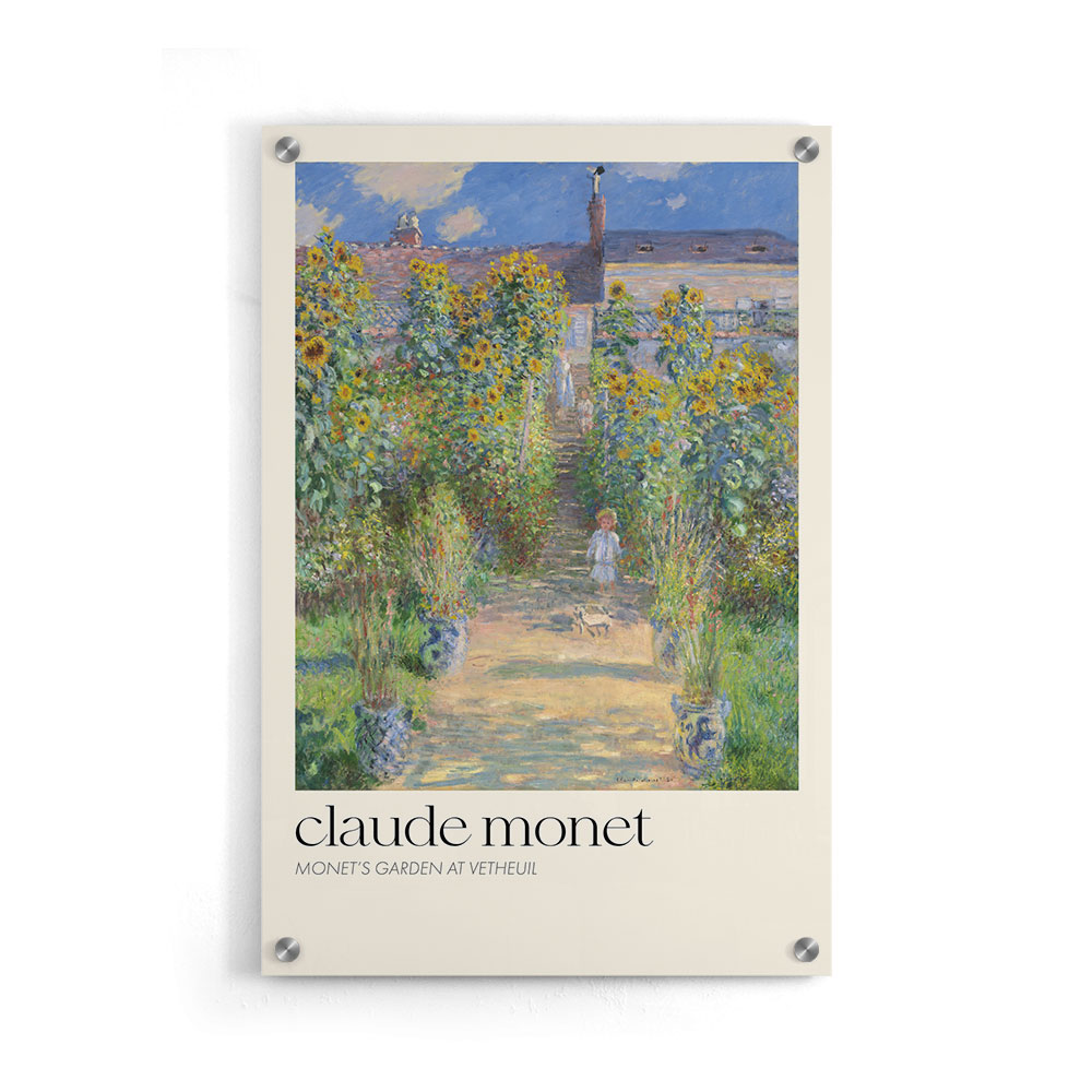 Walljar plexiglas schilderij - Claude Monet - De Tuin Van Monet In Vétheuil Plexiglas schilderij - 150 x 225 cm