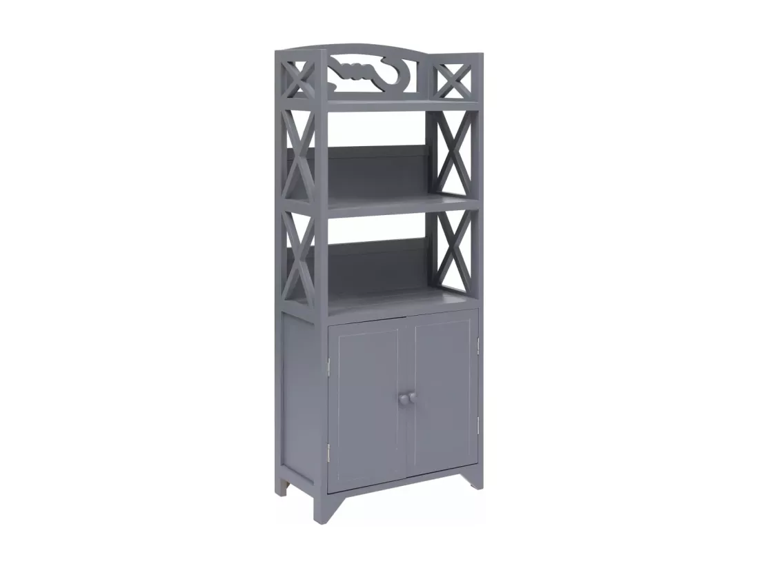 Armoire de salle de bain Gris 46x24x116 cm Bois de Paulownia