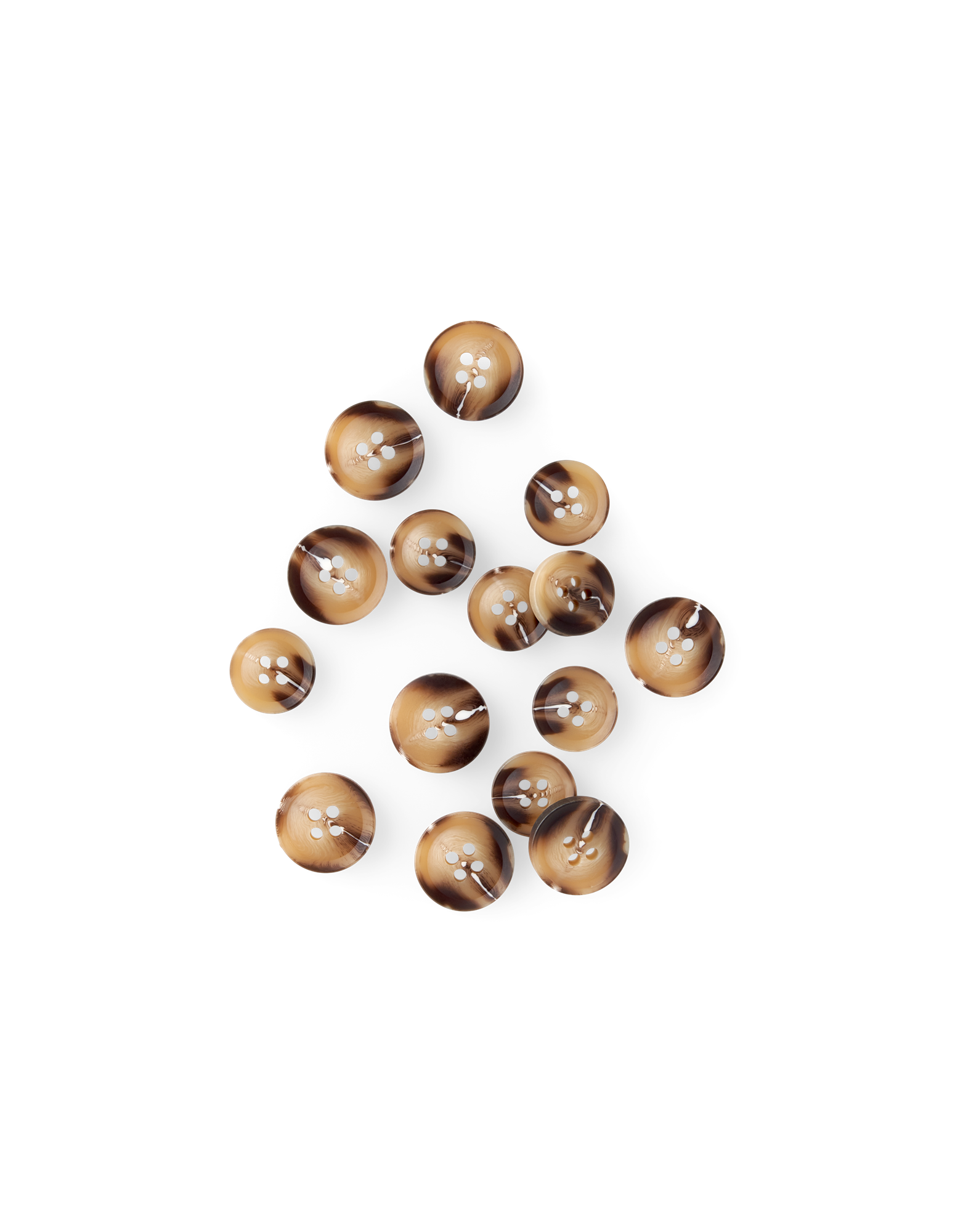 Knapper | Polyresin. 15 mm/18 mm. 15 stk. | Nature