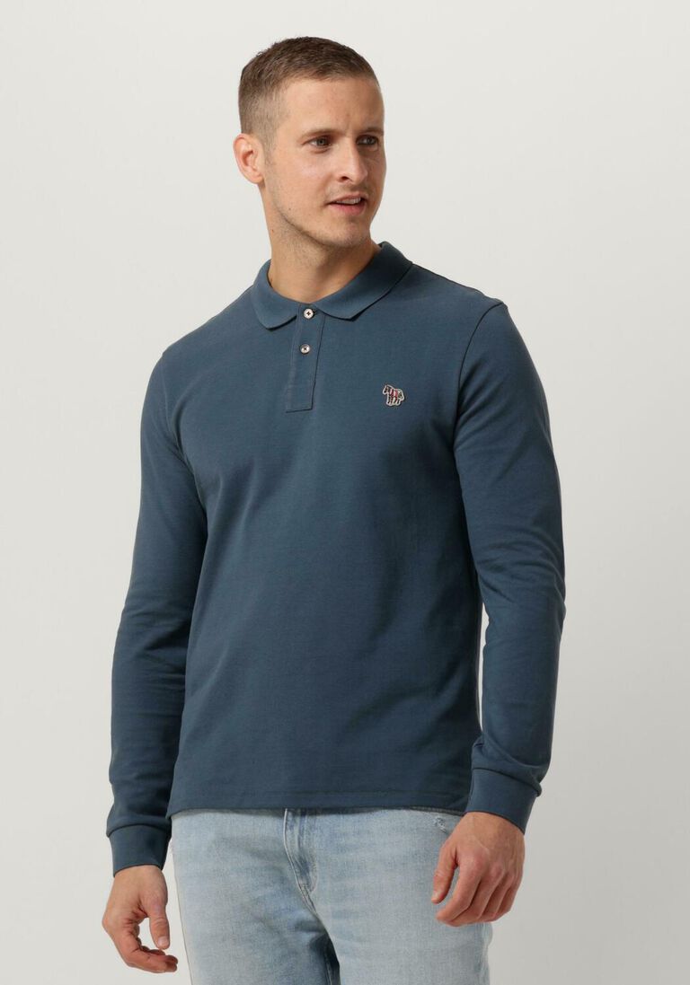 PS PAUL SMITH blauwe ps paul smith polo mens slim fit ls polo shirt zebra