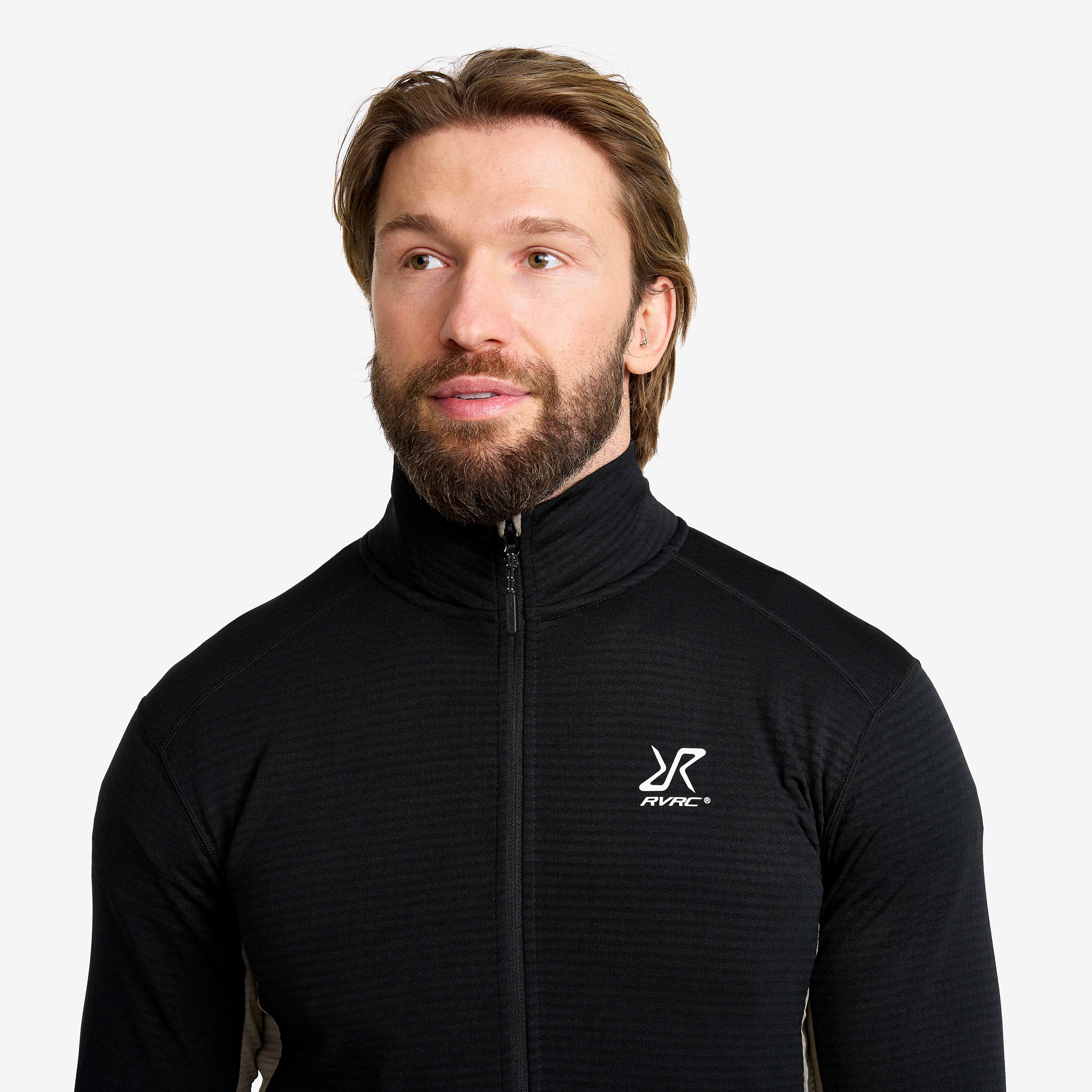 Waffle Full-zip Fleece Herre Black
