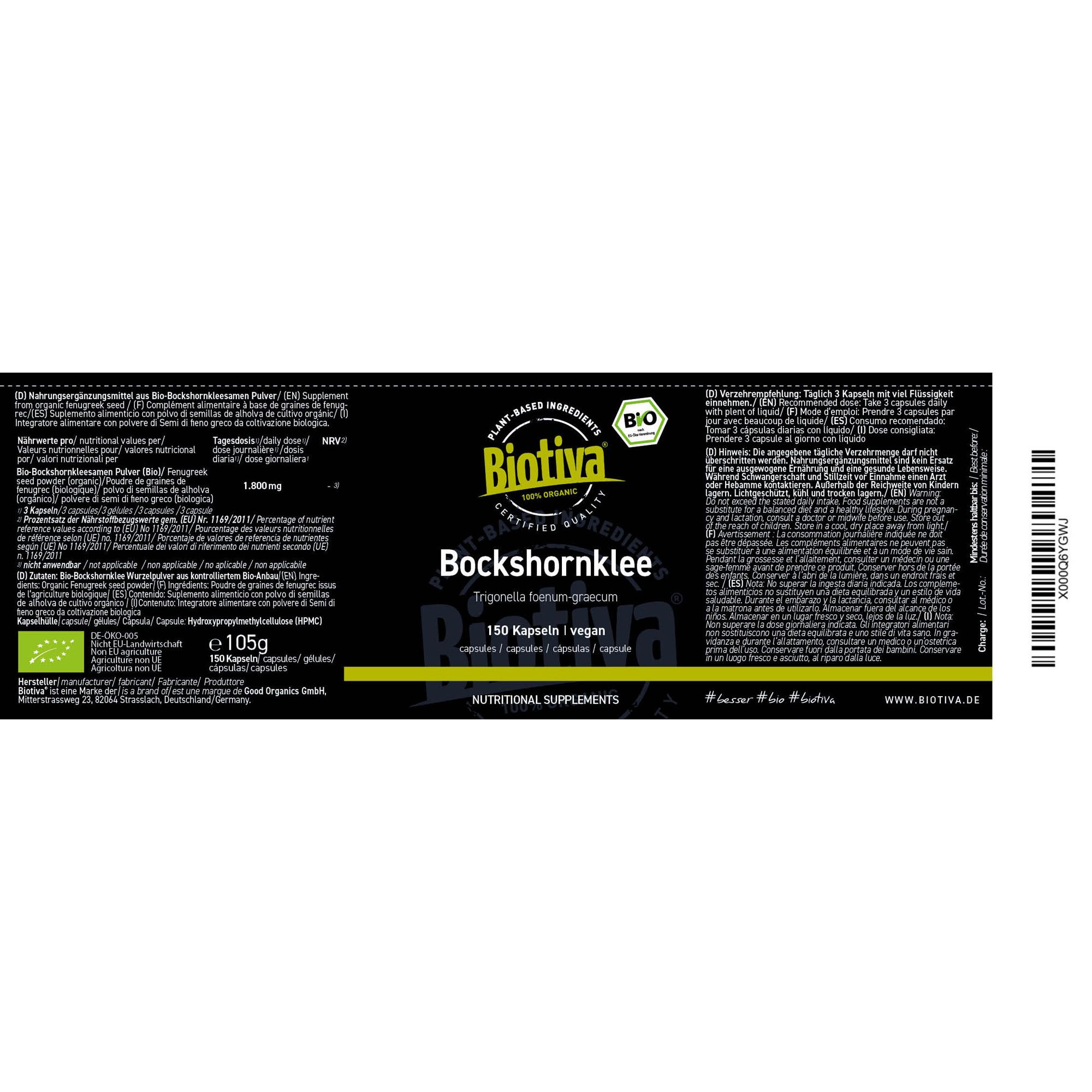 Biotiva Bockshornklee Samen Kapseln Bio