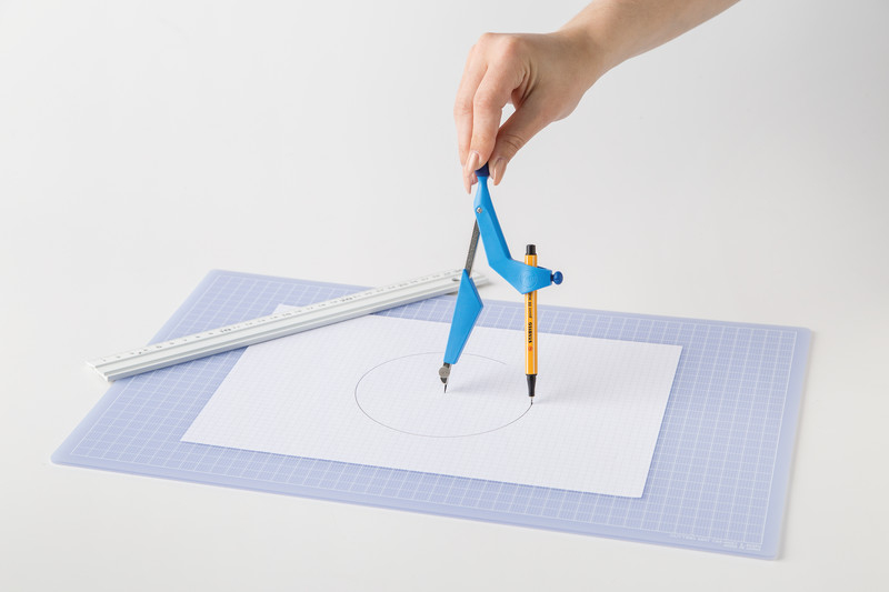 KREA Zirkel Zeichengerät Stifthalter inkl. STABILO Fineliner (K22) - Blau