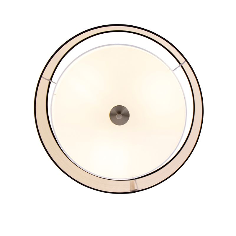 Moderne plafondlamp zwart met wit 50 cm 3-lichts - Drum Duo