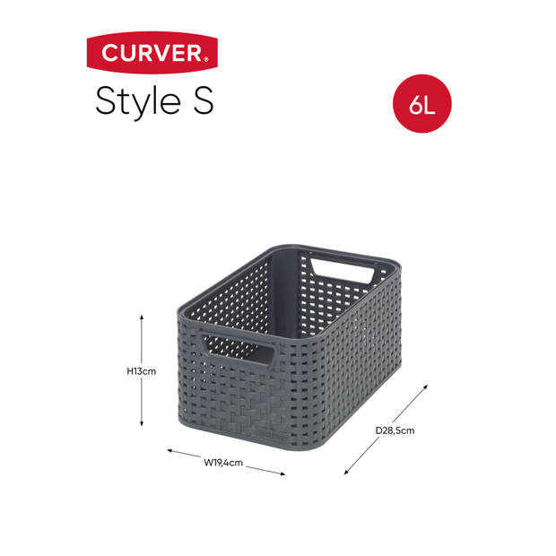 Curver Style opbergmand Rattan - antraciet - maat S