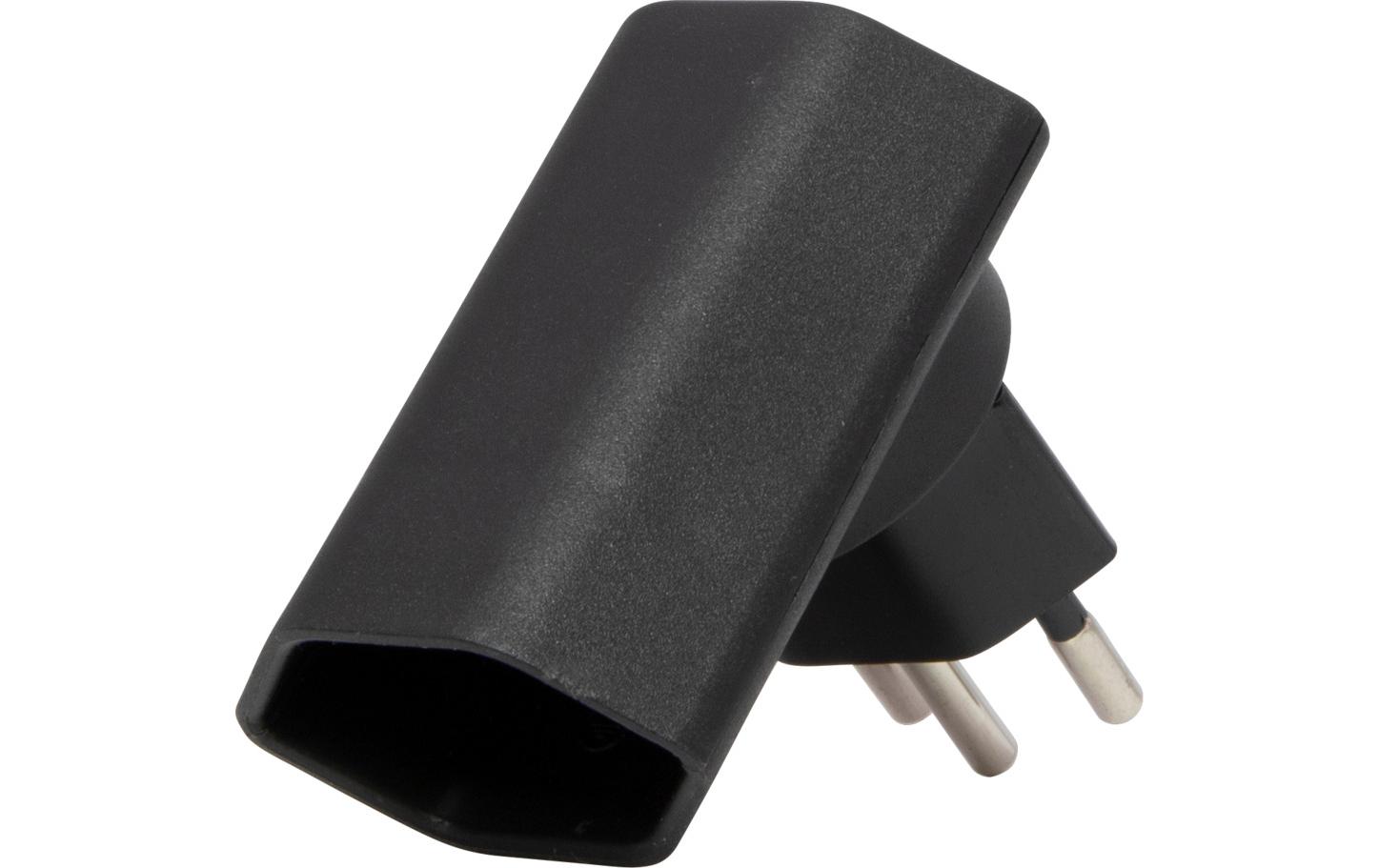 Flachstecker 1 x T13, 300° drehbar, flach, SchwarzStabiler, formschöner Winkeladapter aus hochbruchfestem Kunststoff