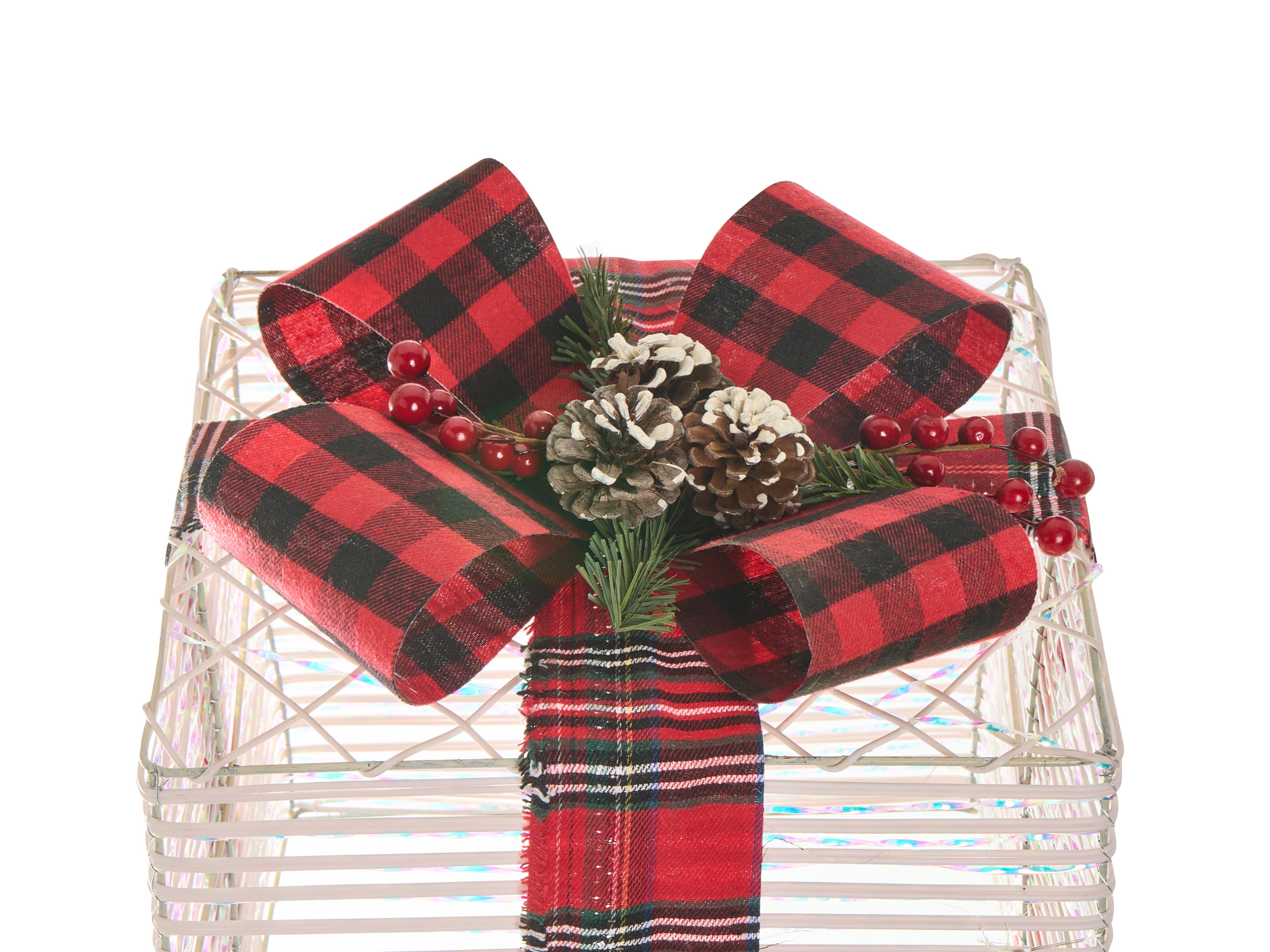 Set van 3 kerstdecoraties LED MANGEN Kerstcadeaus 20/25/35 cm Gebroken wit