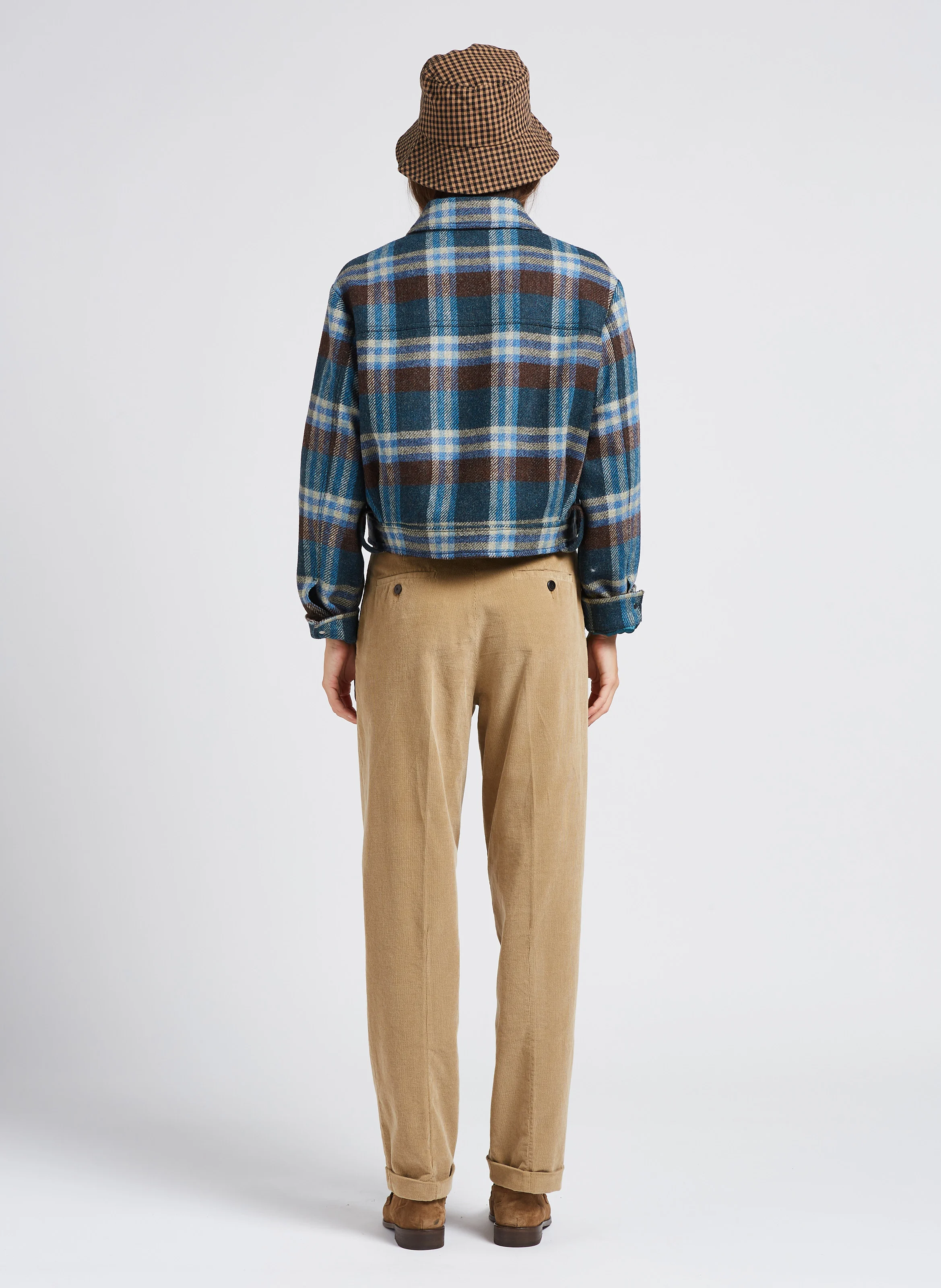 Pantalon carotte en coton de velours côtelé| Marron