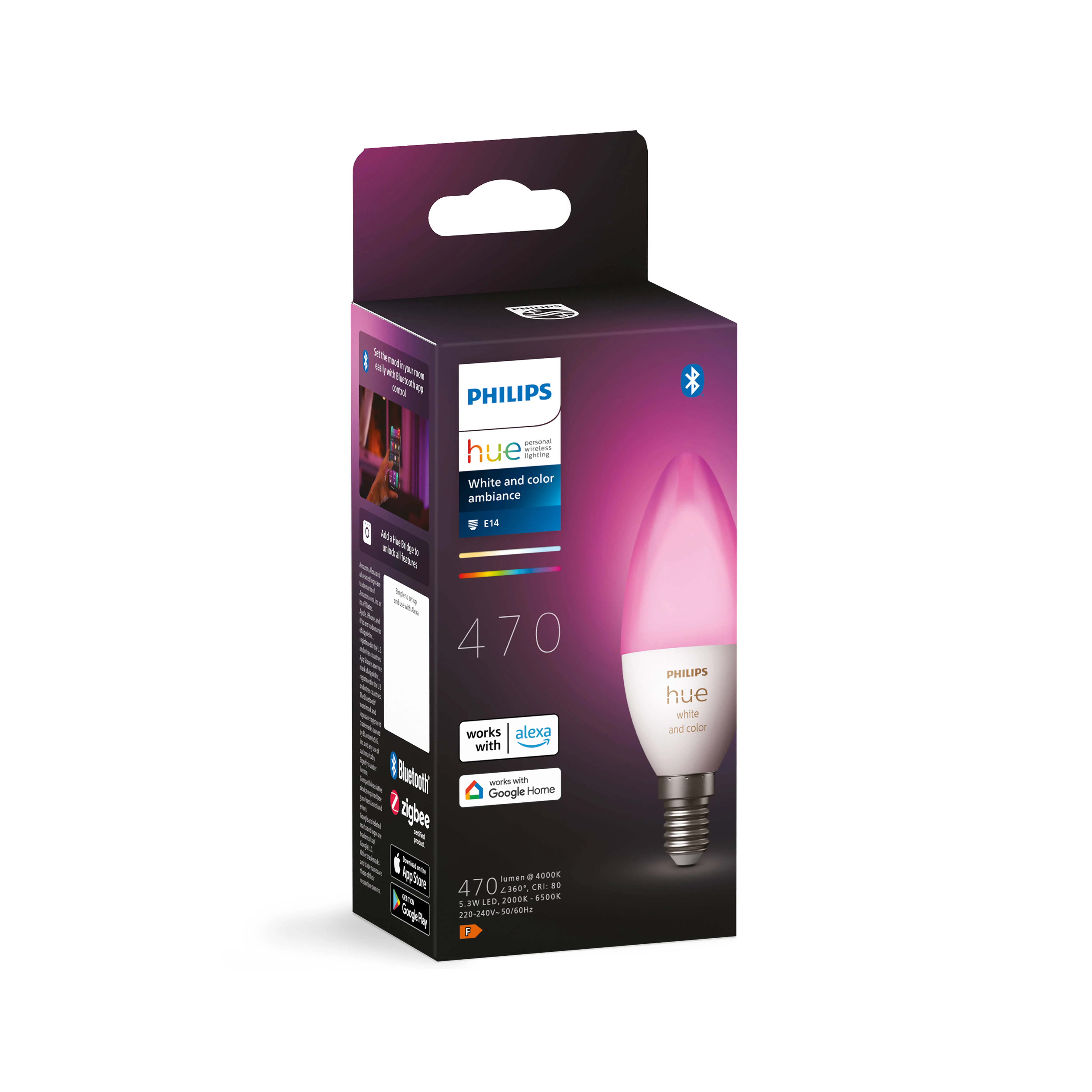 Philips Hue kaarslamp - wit en gekleurd licht - 1-pack - E14