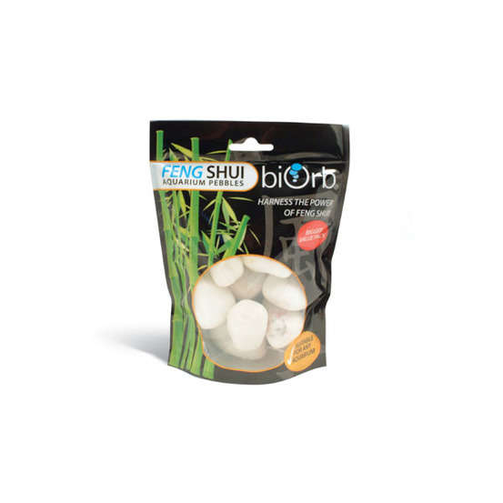 Galets blancs Feng Shui : finition marbré, en sachet