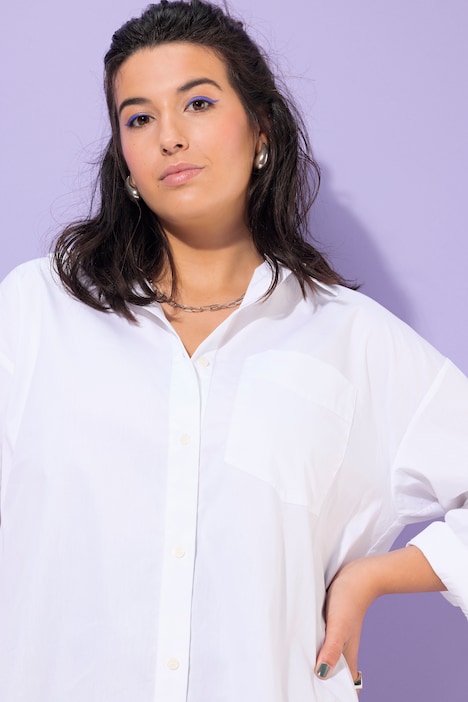 Hemdbluse, oversized, Rücken-Print