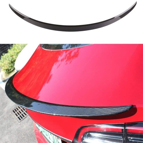 Tesla Model 3 (17-22) Auto Heck Spoiler Selbstklebender KFZ Deko Flügel Carbon Look - Schwarz