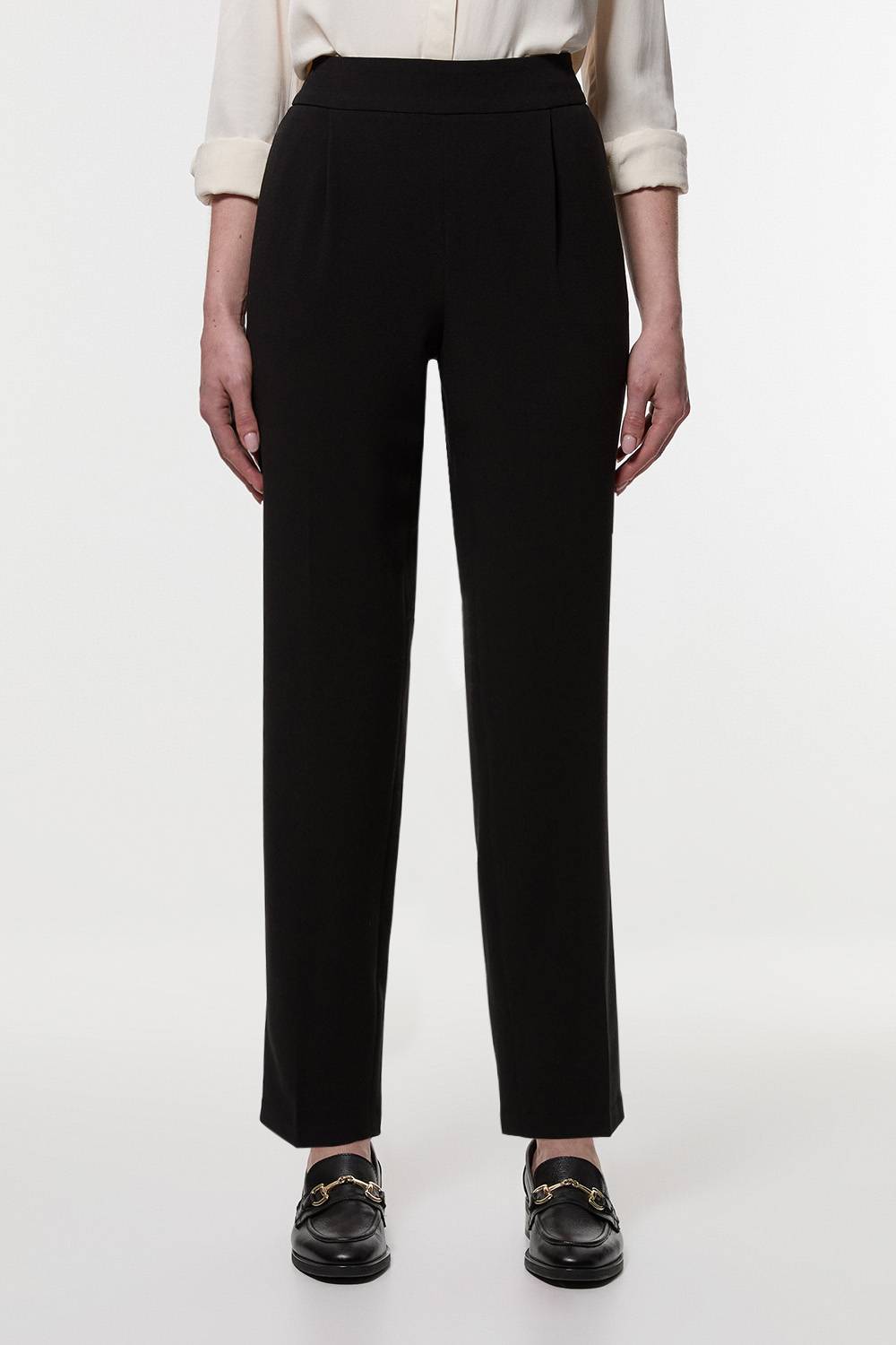 KarenMillen Pantalon tailleur incontournable stretch compact à taille haute et jambe étroite