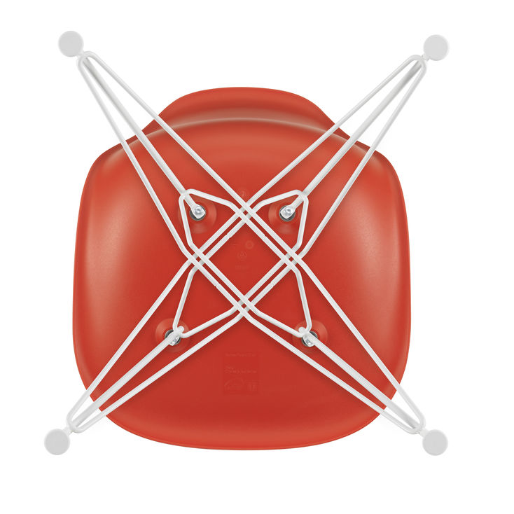 Eetkamerstoel DSR RE wit onderstel poppy red