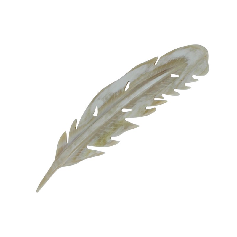 Broche Plume en Corne Naturel Modèle 1