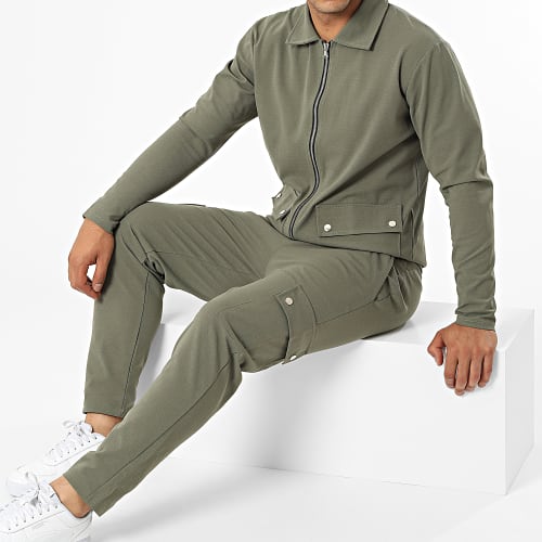 Ensemble Veste Zippée et Pantalon Jogging 22019-22018 Vert Kaki