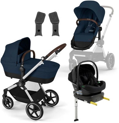 Cybex EOS Lux Duovogn inkl. Beemoo Route Babybilstol & Base, Ocean Blue/Black Stone