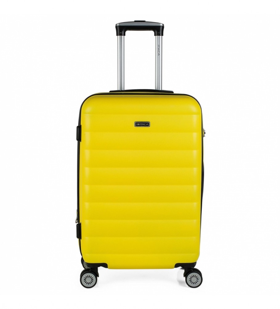 Mala de viagem rígida de tamanho médio com 4 rodas ITACA 71260 Amarela - 65x42x26cm -