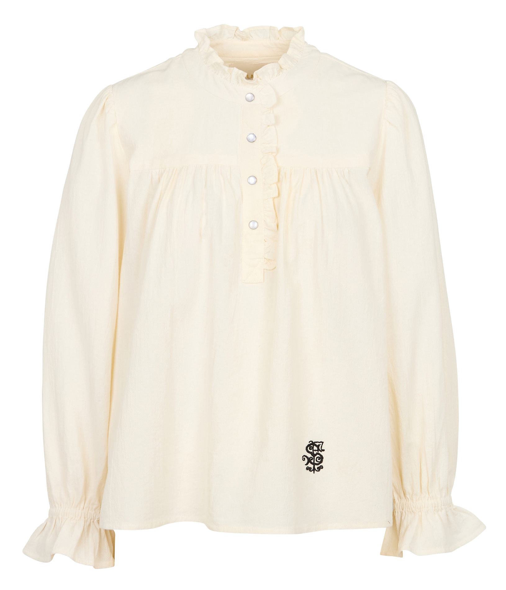DOUNIA - Blouse col rond droite en coton | Beige