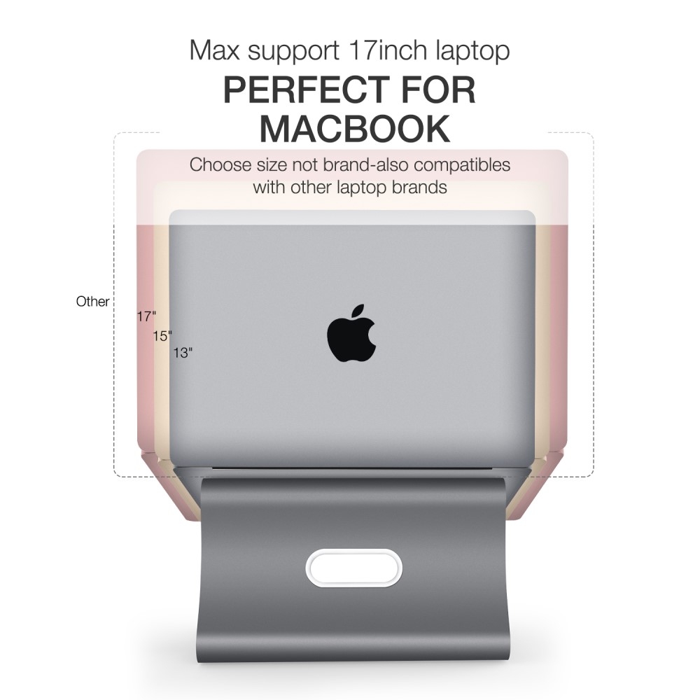 Passiv Kühlender MacBook / Laptop Alu Ständer Halterung - Grau