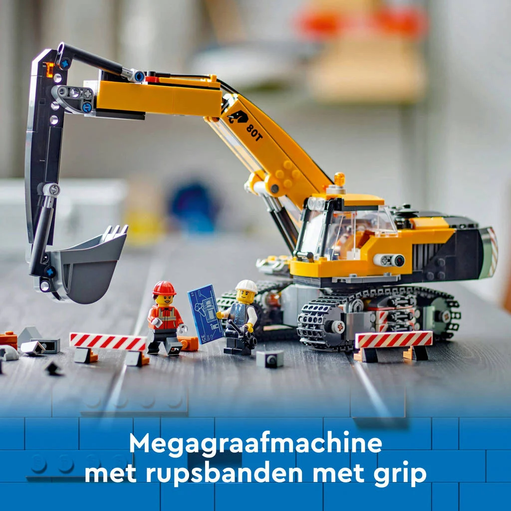 Must have voor de bouw liefhebberGele graafmachine Voertuig Speelgoed voor Kinderen 60420