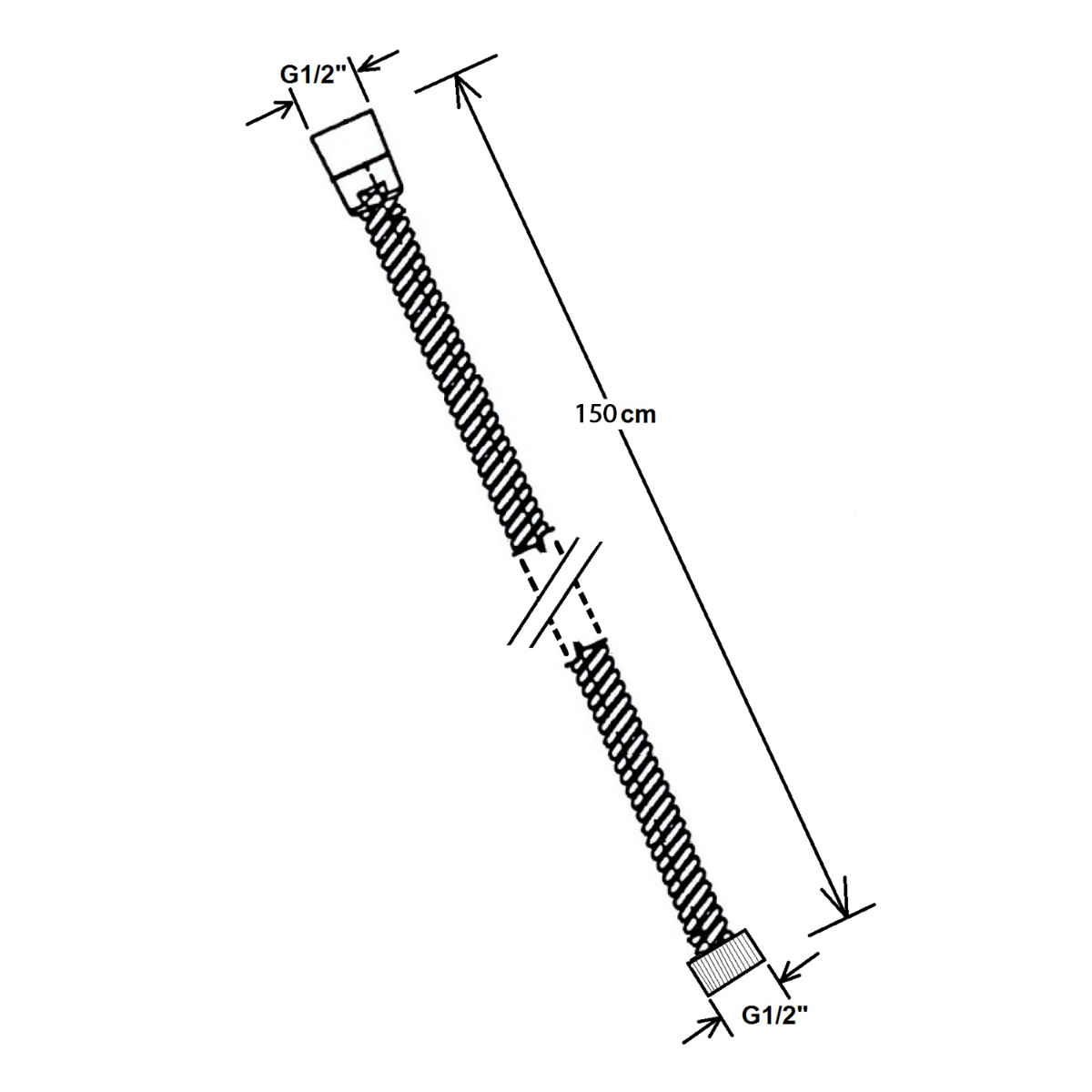 Sapho Powerflex doucheslang 150cm mat wit