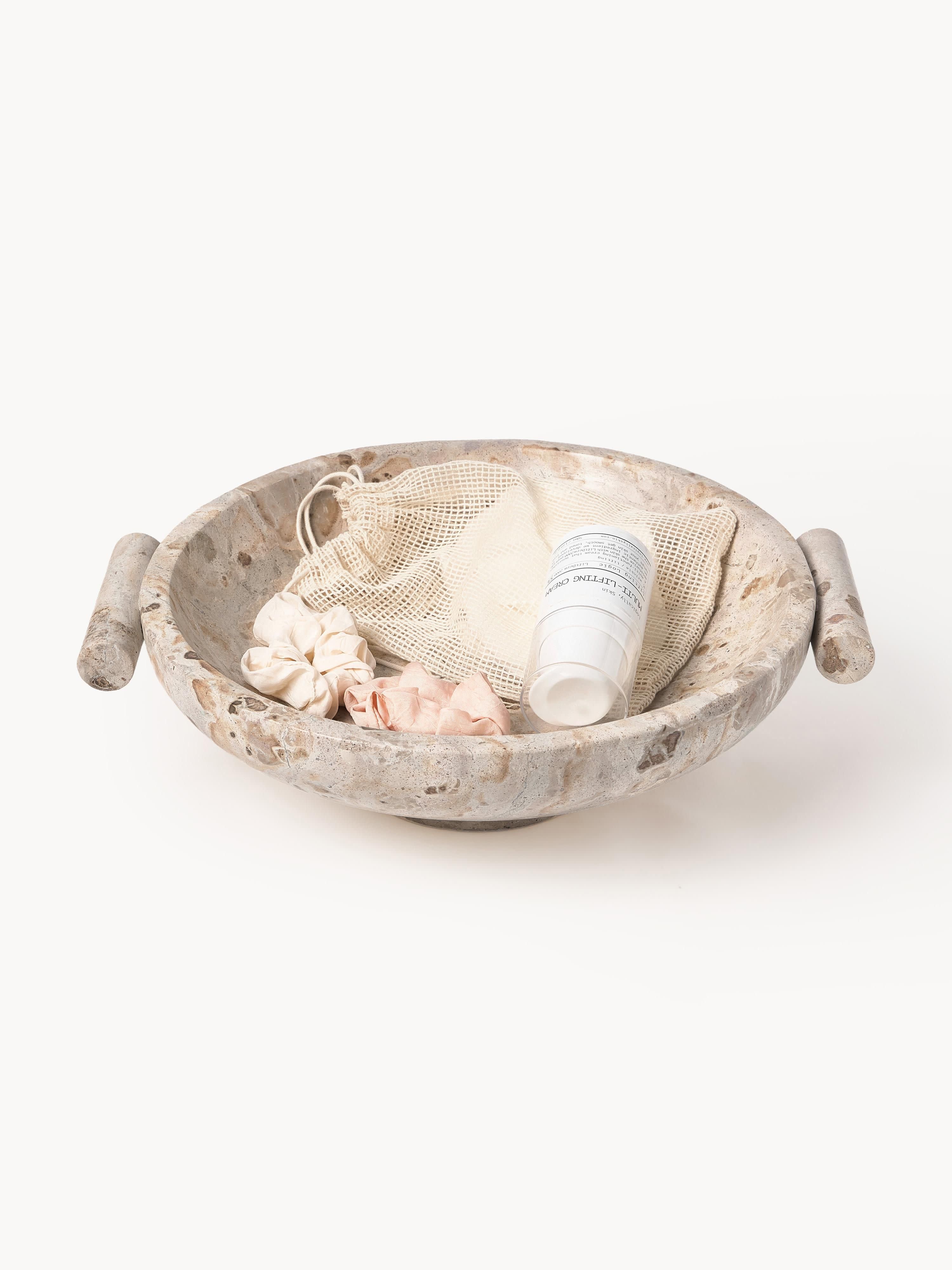 Decoratieve schaal Fossil van marmer, H 10 cm