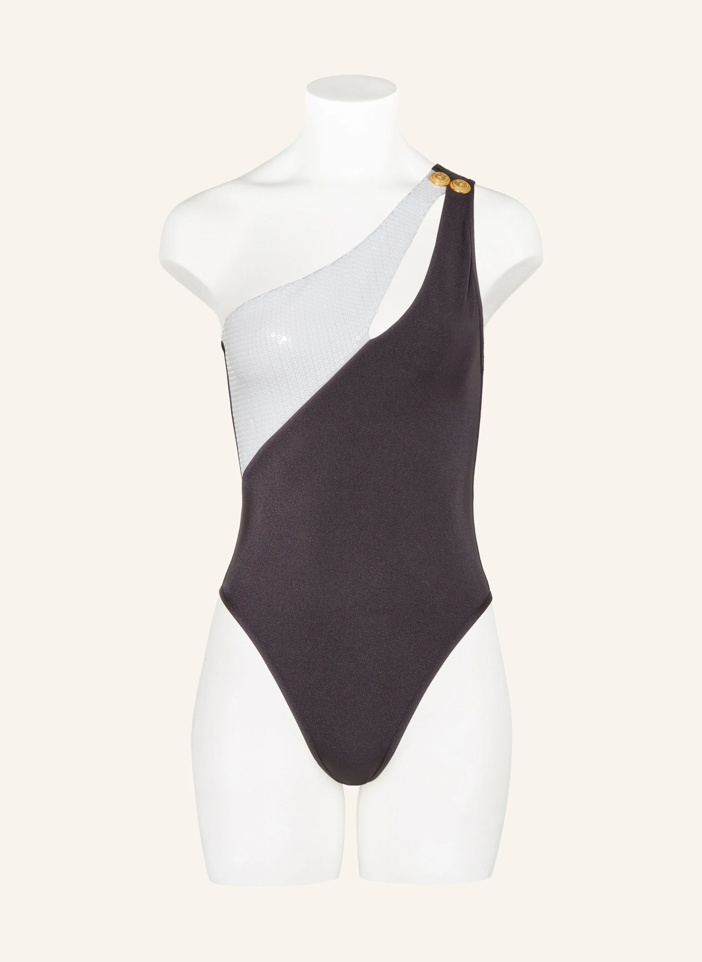 BALMAIN One-Shoulder-Badeanzug mit Pailletten