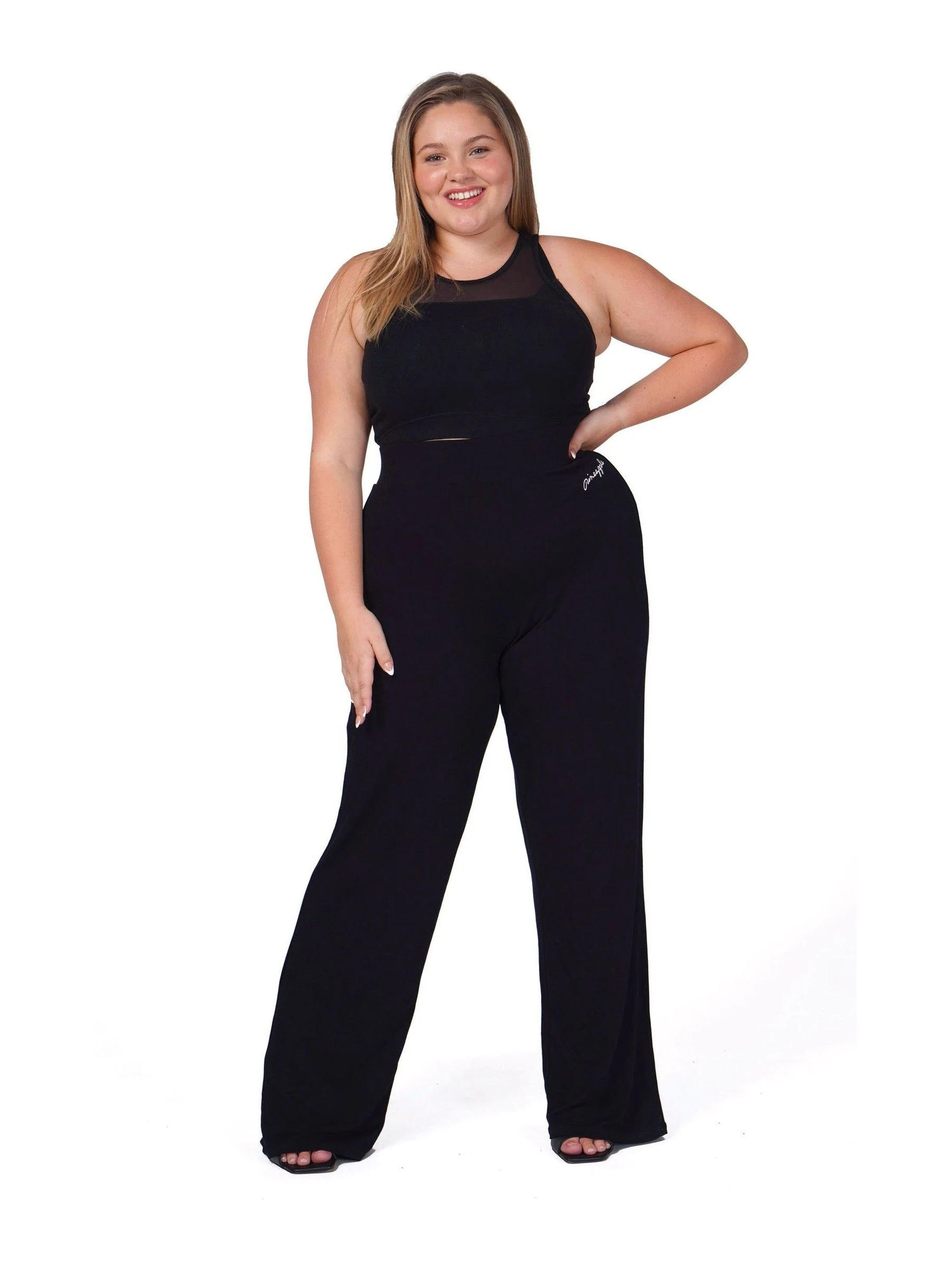 Zwart - Pineapple viscose joggingbroek