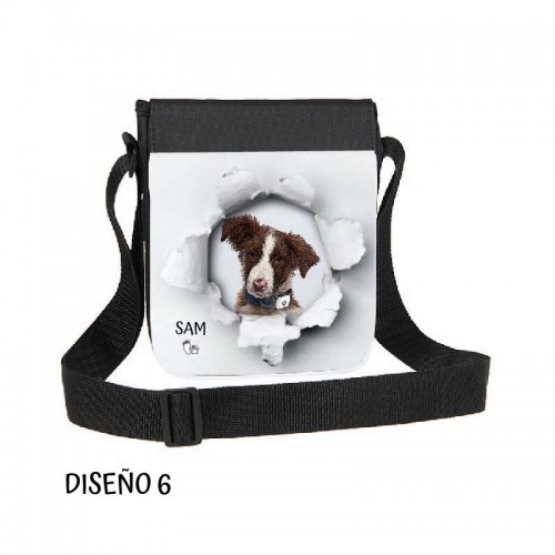 Bolsa de ombro tipo folio preta personalizável com efeito rasgado