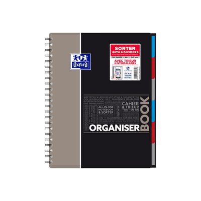 Oxford Etudiants - Cahier trieur Organiserbook A4+ (24 x 29,7 cm) - 160 pages - petits carreaux (5x5 mm) - disponible dans différentes couleurs