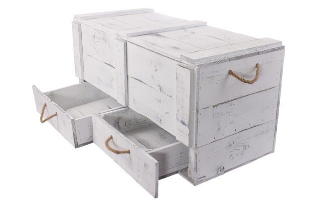 Holz Zollhaus Holzkiste »Vintage Shabby Weiss, 85 x 40 cm« Herkunftsland Ukraine, Holzart Kiefer