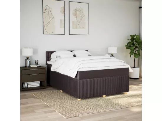Sommier à lattes de lit avec matelas Marron foncé 160x200 cm