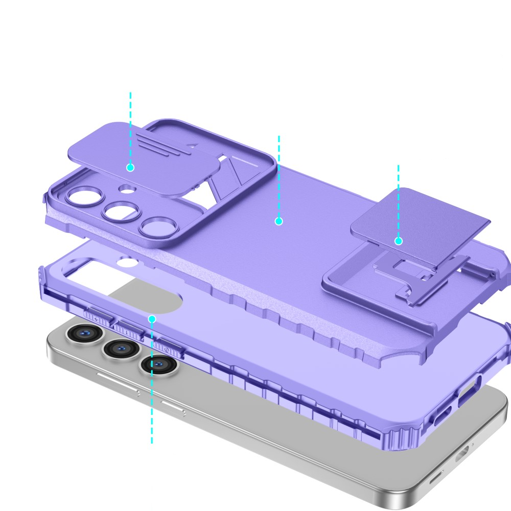 Samsung Galaxy S24 Hybrid Outdoor Hardcase Hülle mit Cam-Slider   Kickstand - Lila (Matt)