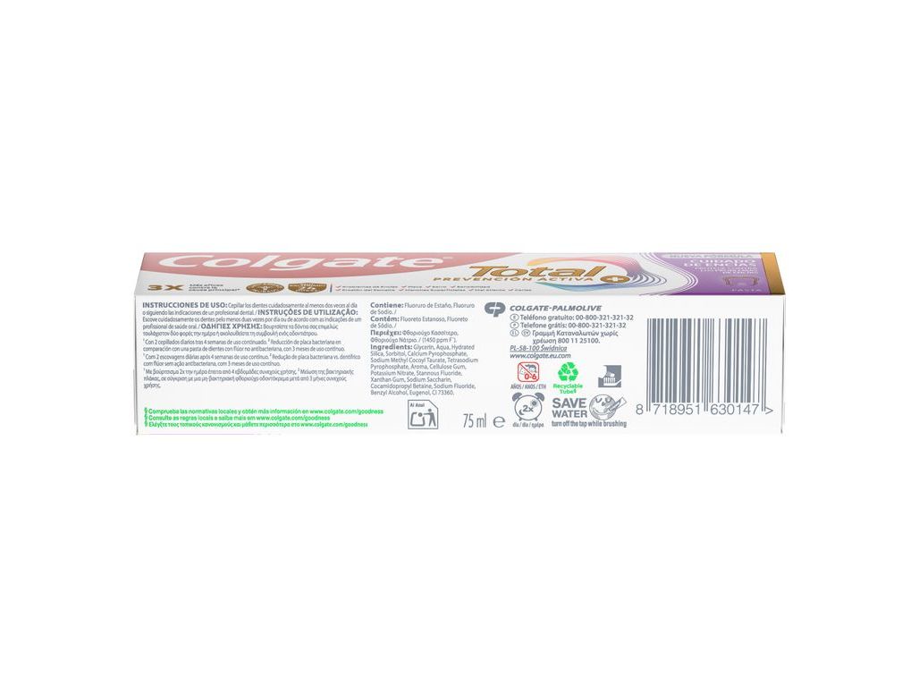 PASTA DE DENTES PROTEÇÃO TOTAL AVANÇADA GENGIVAS SAUDÁVEIS COLGATE 75ML
