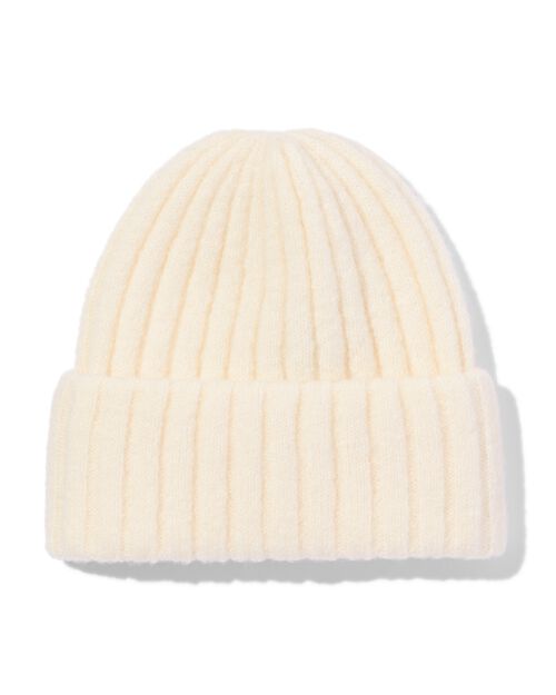 bonnet côtelé pour femme crème