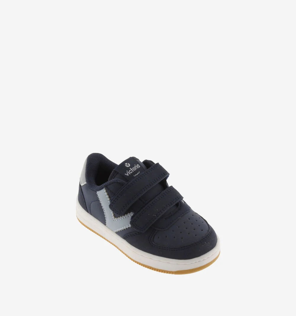 TIEMPO EFFET CUIR & CUIR FENDU Baskets blanches pour garçons et filles MARINO