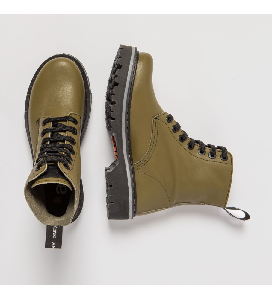 Botas de tornozelo em couro verde escuro Art