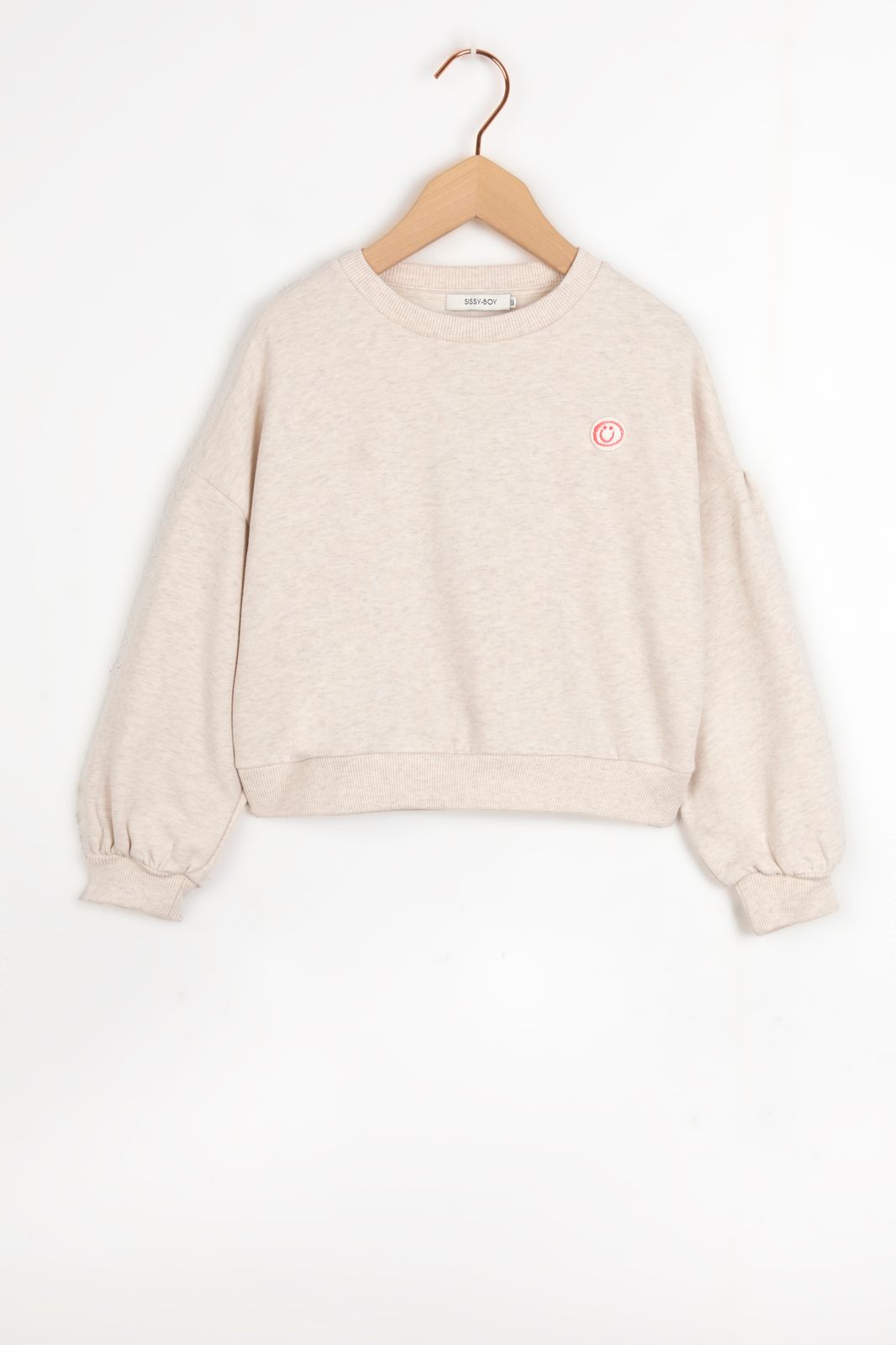 Beige sweater met smiley patch