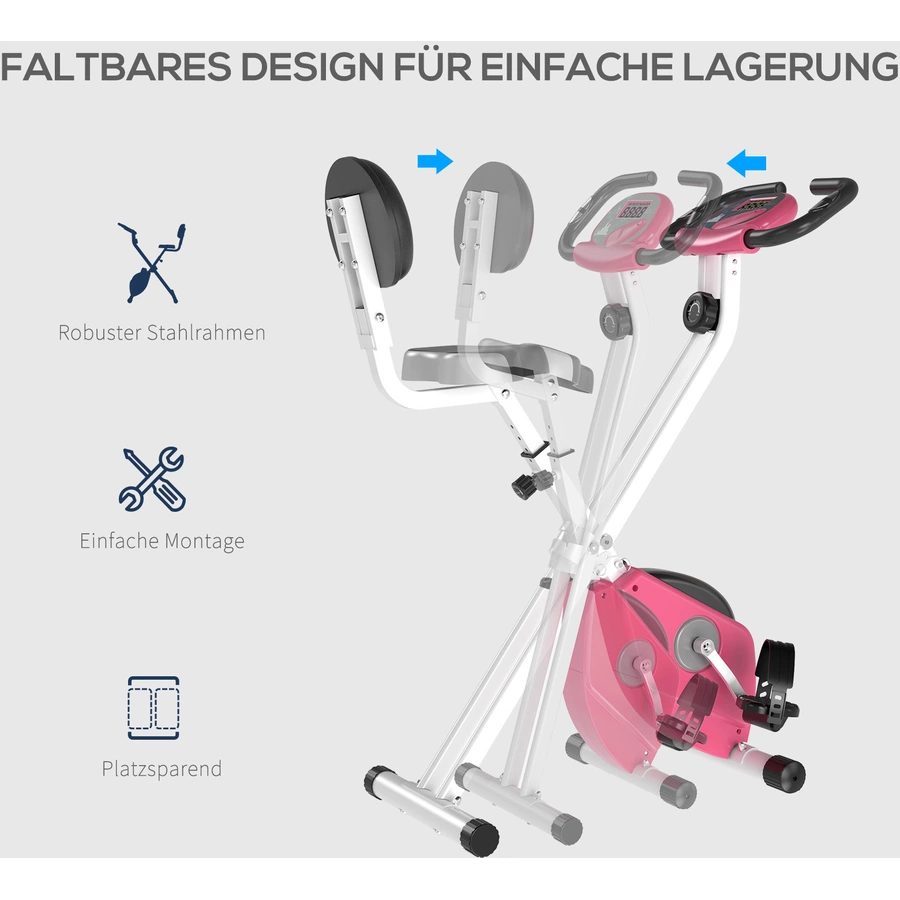 HOMCOM Fahrradtrainer mit Magnetwiderstand rosaweiß