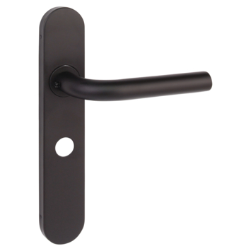 Novidade deurkrukset Parijs ovaal schild met vrij-bezet sluiting 63/8 mm zwart RVS