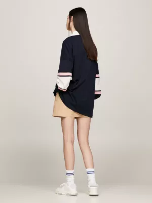 Camisa de rugby oversized com blocos de cores