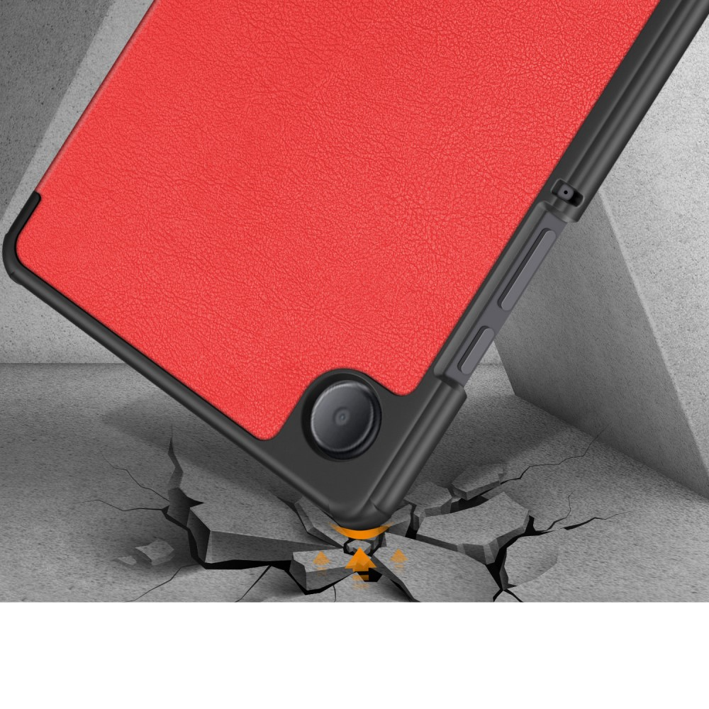 Samsung Galaxy Tab A9 Leder Tasche Smart Cover Hülle Litchi Look - Rot