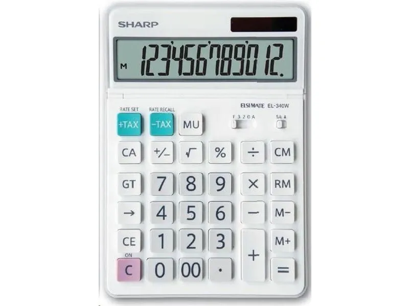 Sharp EL-340W, Desktop, Skærm, Display vipning, Batteri, Hvid