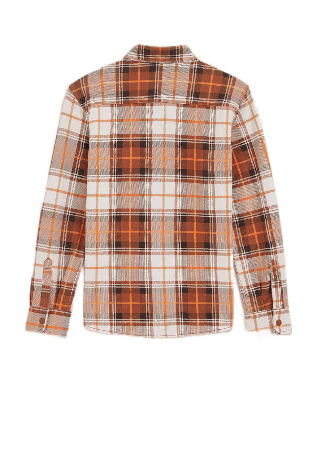 WE Fashion geruit overhemd oranje/ecru/bruin