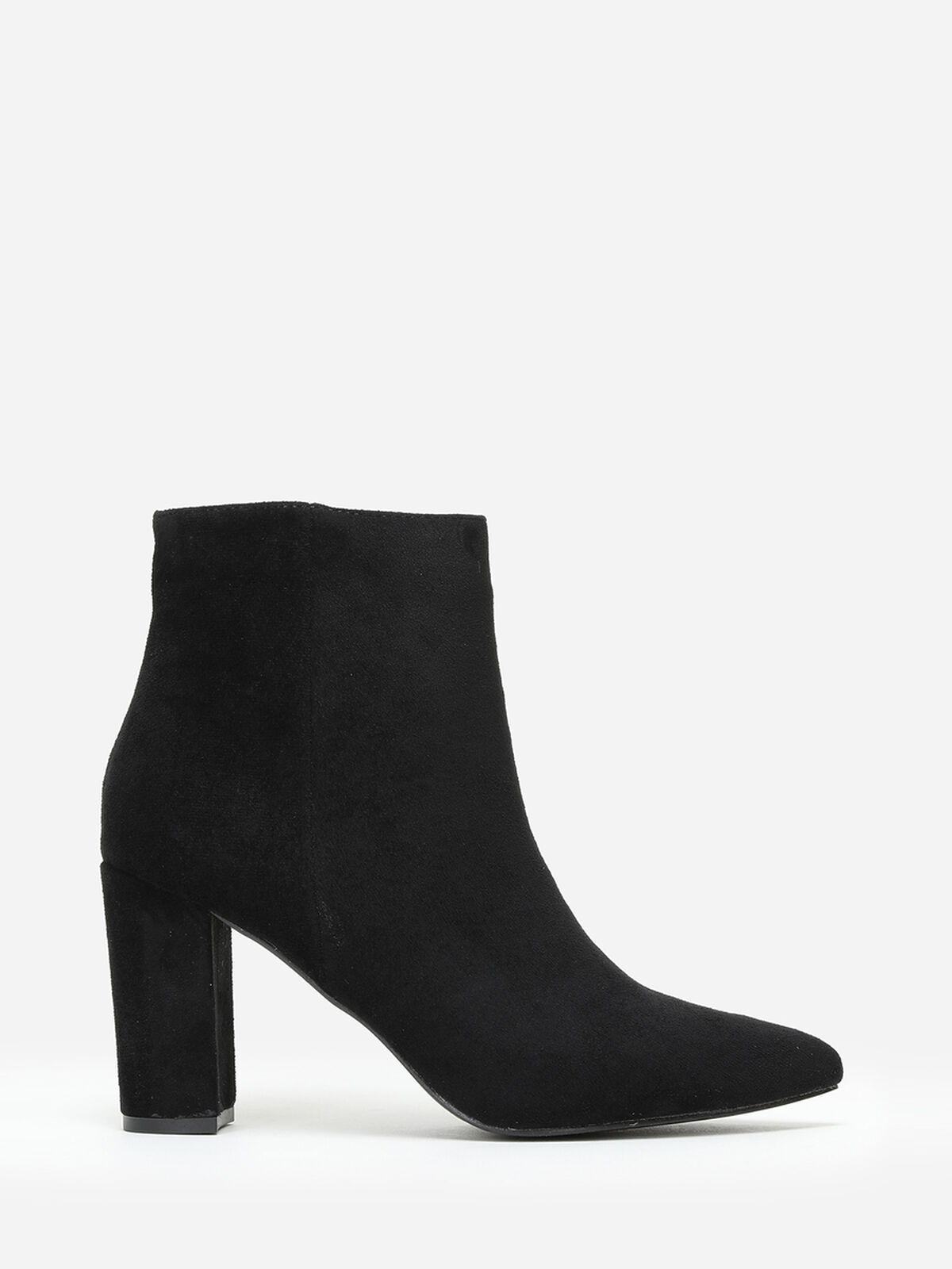 Bottines en suédine à bout pointu- Noir